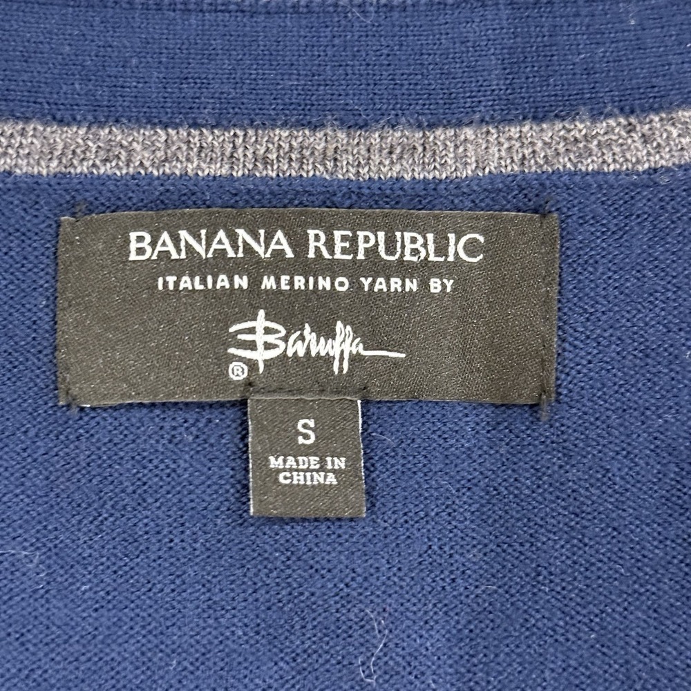 Banana Republic Sweater Small Blue Extra Fine Italian Merino Wool Cardigan - Picture 4 of 8